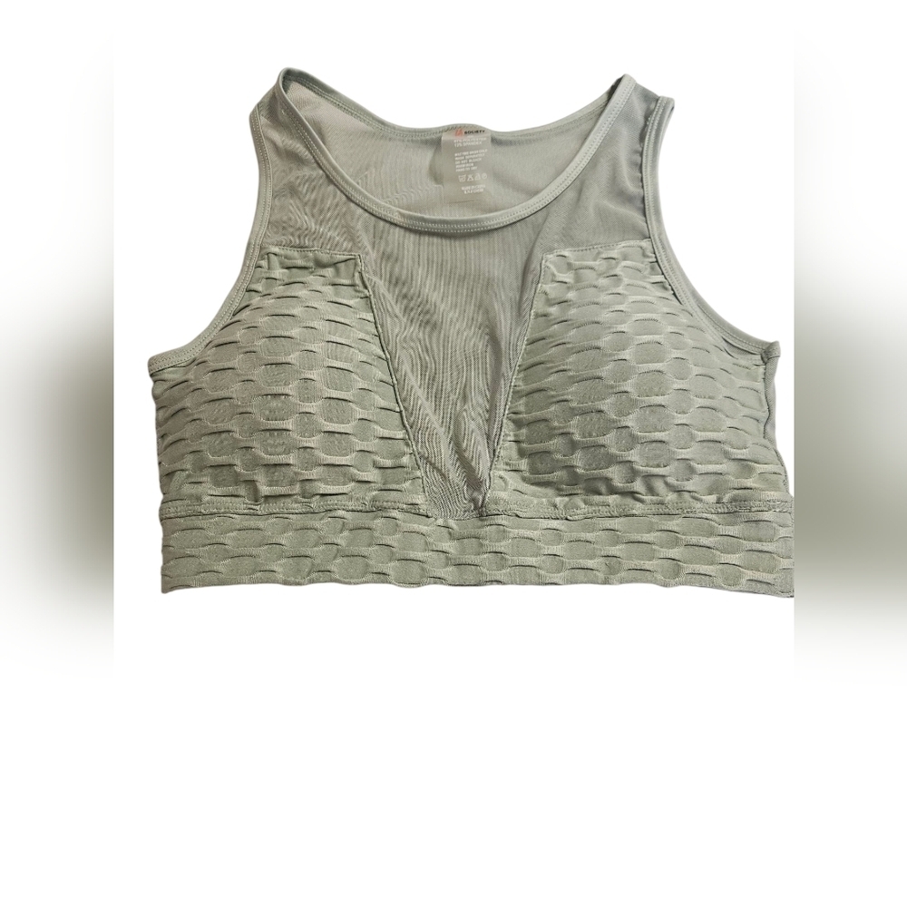 LA Society - Women's  Med ,Sage Green Textured Sports Bra